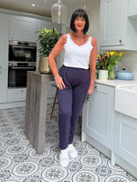 Navy Straight leg Comfort fit pull on Trousers